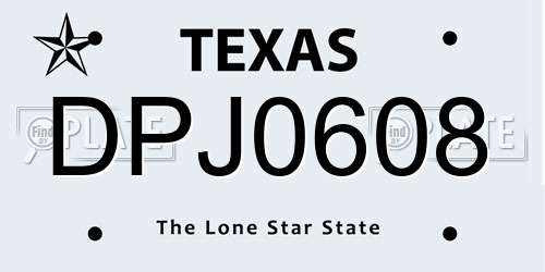 DPJ0608 Texas License Plate
