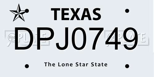 DPJ0749 Texas License Plate
