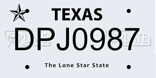 DPJ0987 Texas License Plate