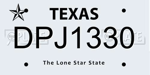 DPJ1330 Texas License Plate