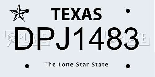 DPJ1483 Texas License Plate
