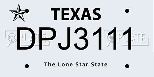 DPJ3111 Texas License Plate