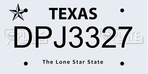 DPJ3327 Texas License Plate
