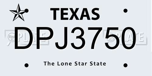 DPJ3750 Texas License Plate