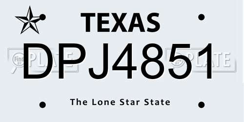 DPJ4851 Texas License Plate