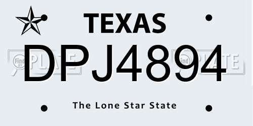 DPJ4894 Texas License Plate