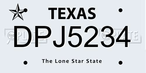 DPJ5234 Texas License Plate
