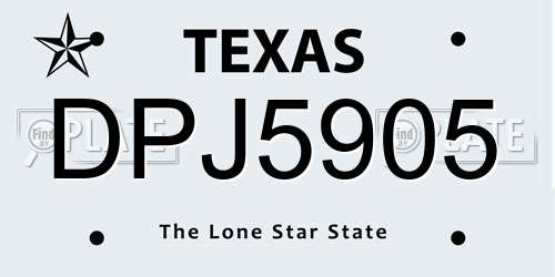 DPJ5905 Texas License Plate