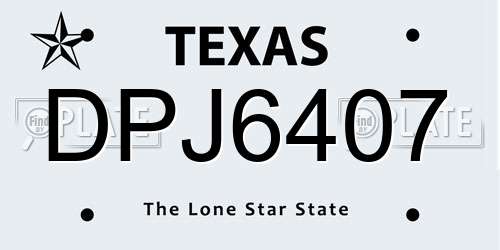 DPJ6407 Texas License Plate