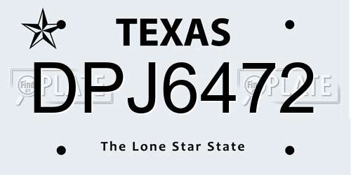 DPJ6472 Texas License Plate