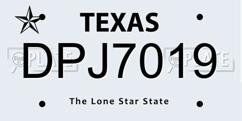 DPJ7019 Texas License Plate