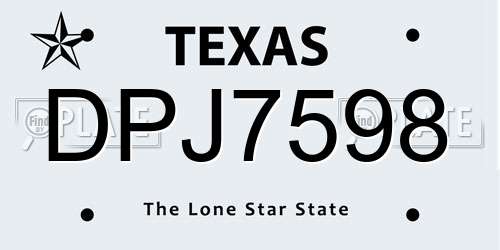 DPJ7598 Texas License Plate