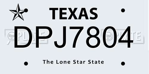 DPJ7804 Texas License Plate