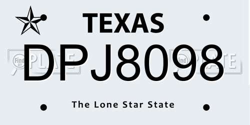DPJ8098 Texas License Plate