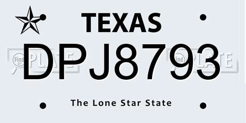 DPJ8793 Texas License Plate