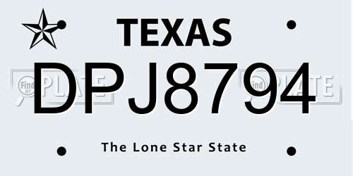 DPJ8794 Texas License Plate