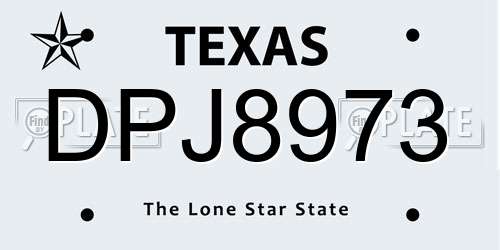 DPJ8973 Texas License Plate