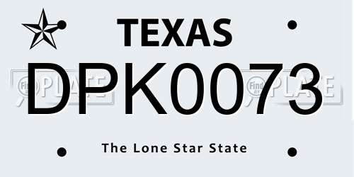 DPK0073 Texas License Plate