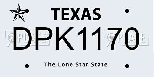 DPK1170 Texas License Plate