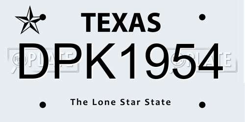 DPK1954 Texas License Plate