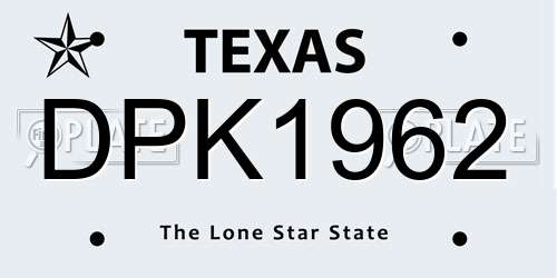 DPK1962 Texas License Plate