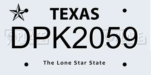 DPK2059 Texas License Plate