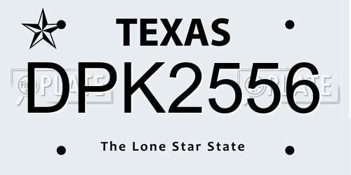 DPK2556 Texas License Plate
