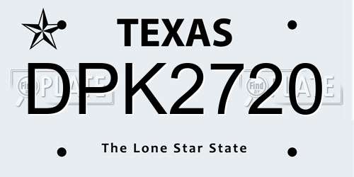 DPK2720 Texas License Plate