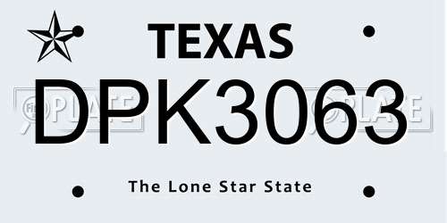DPK3063 Texas License Plate