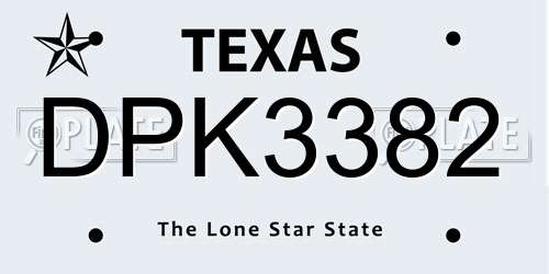 DPK3382 Texas License Plate