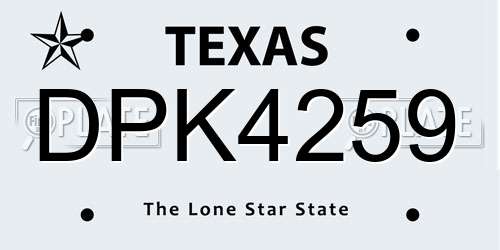 DPK4259 Texas License Plate
