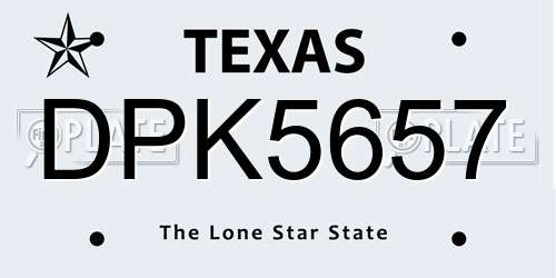 DPK5657 Texas License Plate
