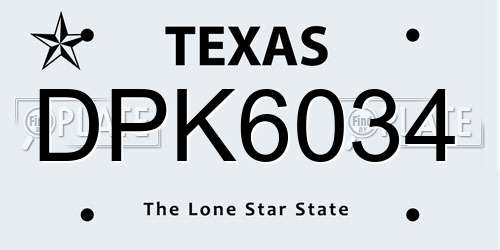 DPK6034 Texas License Plate