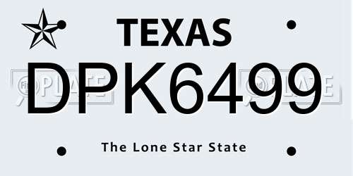 DPK6499 Texas License Plate