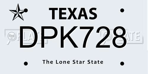 DPK728 Texas License Plate