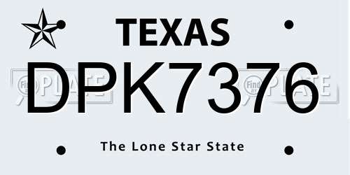 DPK7376 Texas License Plate