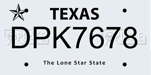 DPK7678 Texas License Plate