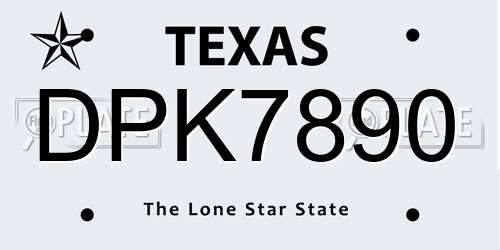 DPK7890 Texas License Plate