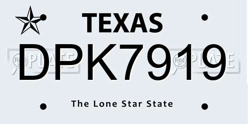 DPK7919 Texas License Plate