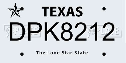 DPK8212 Texas License Plate