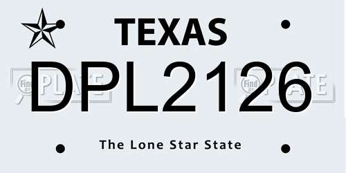 DPL2126 Texas License Plate