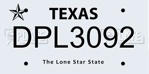DPL3092 Texas License Plate