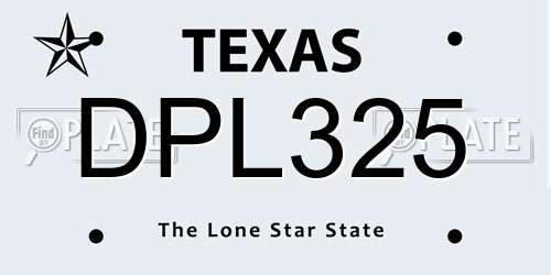 DPL325 Texas License Plate