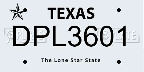 DPL3601 Texas License Plate