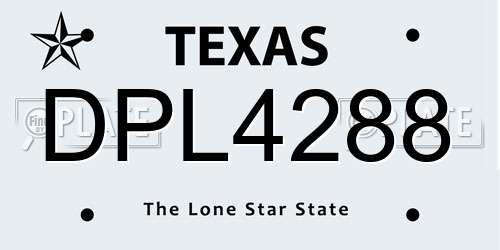 DPL4288 Texas License Plate