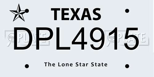 DPL4915 Texas License Plate