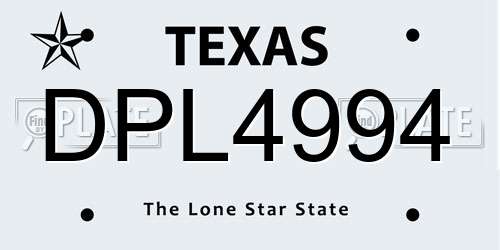 DPL4994 Texas License Plate