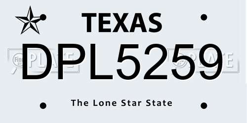 DPL5259 Texas License Plate