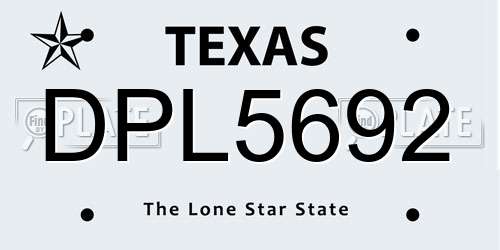 DPL5692 Texas License Plate