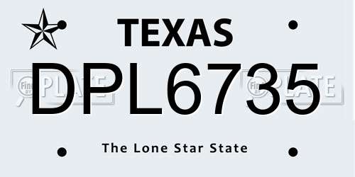 DPL6735 Texas License Plate